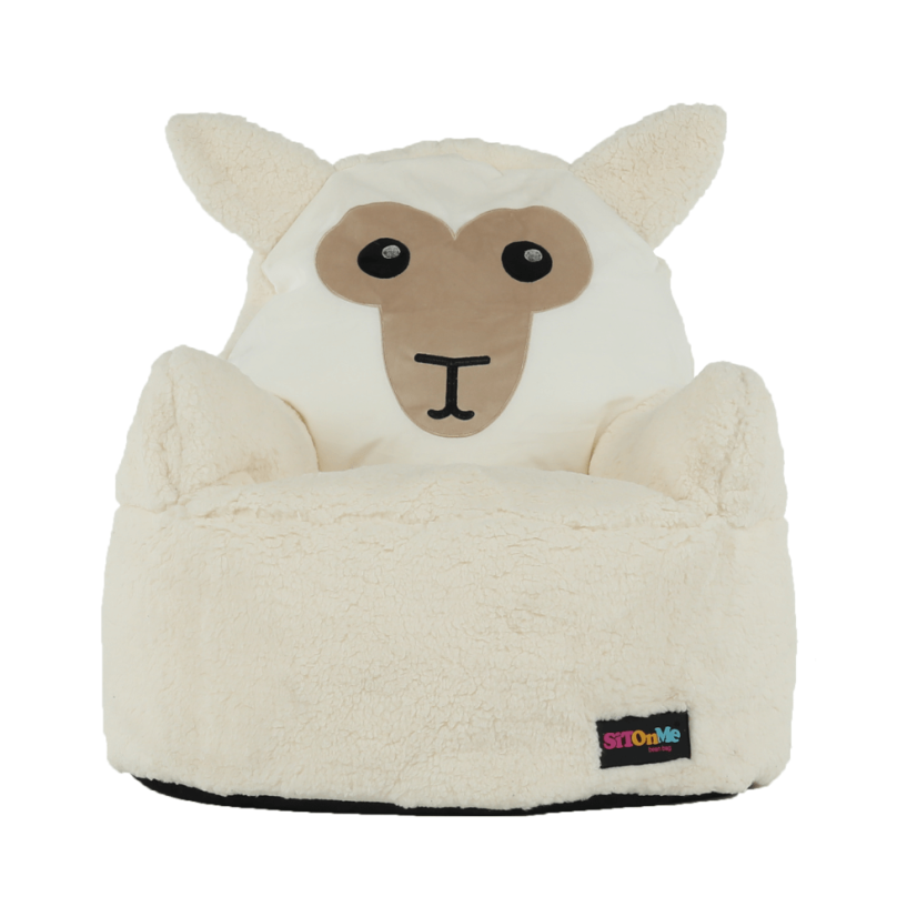 Detský sedací vak BABY s ovečkou — 55×50, biela/smotanová
