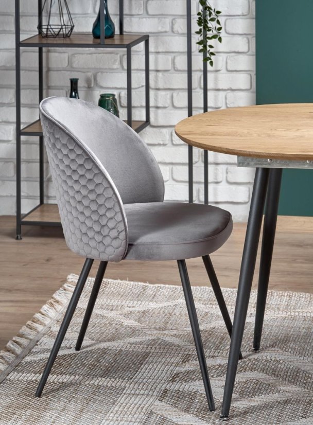 Jídelní kulatý rozkládací stůl COLORADO – 120x80x74 (+40) dub/kov, černý Halmar