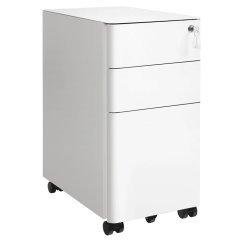 Pojízdný kancelářský kontejner STAL – kov, bílá, 3 zásuvky Autronic