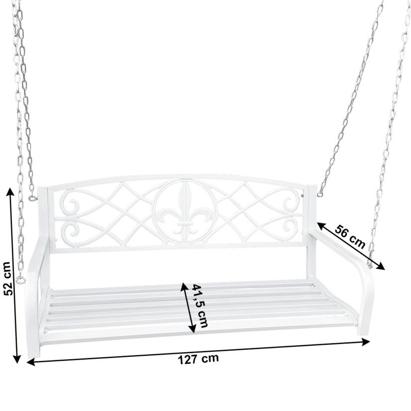 Zahradní houpačka ABEA — ocel, bílá Kondela