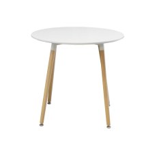 Kulatý jídelní stůl UNO — průměr 80 cm, buk, kov, bílá IDEA nábytek