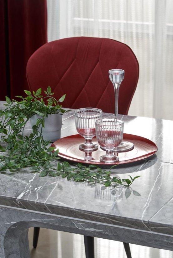 Jídelní rozkládací stůl ARTEMON –? 160x90x76 (+60), mramor, šedý Halmar