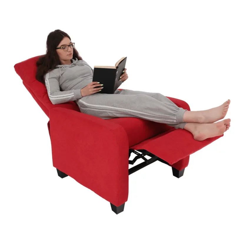 Polohovací relaxační křeslo TURNER — látka, červená Kondela