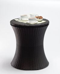 Zahradní stolek / bar pro chlazení nápojů — umělý ratan, grafit