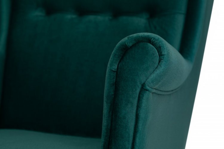 Relaxační křeslo ušák ZELLA – masiv, látka, zelená, volitelná barva nohou