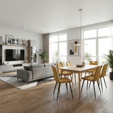 Jídelní židle FORMA – žlutá látka, černé kovové nohy