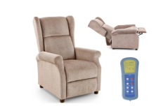 Polohovací TV křeslo s masážní funkcí AGUSTIN - látka, béžová látka Halmar