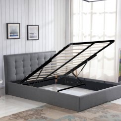 Dvoulůžková postel  PADVA –⁠ 120x200, látka, šedá