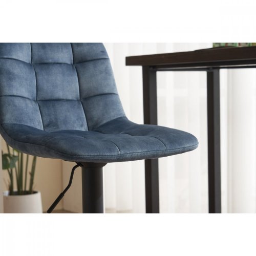 Barová stolička TOVARA — kov, látka, modrá