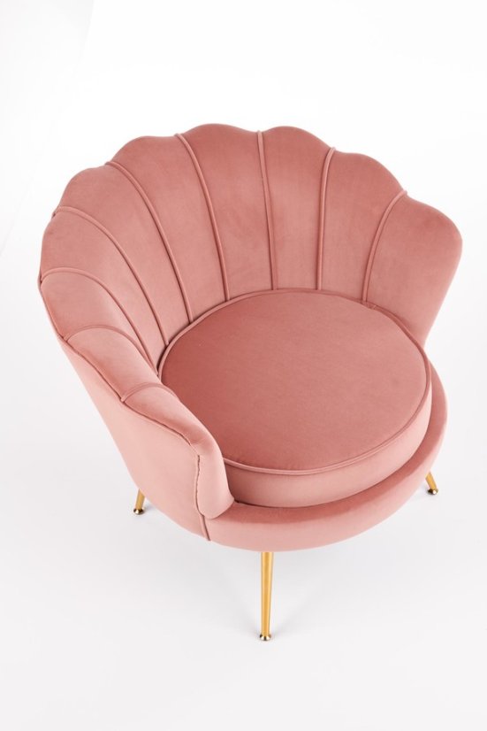 Designové křeslo AMORINITO — kov, růžová látka Halmar