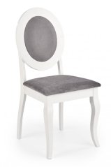 Jedálenská stolička BAROCK – masív, látka, biela/šedá