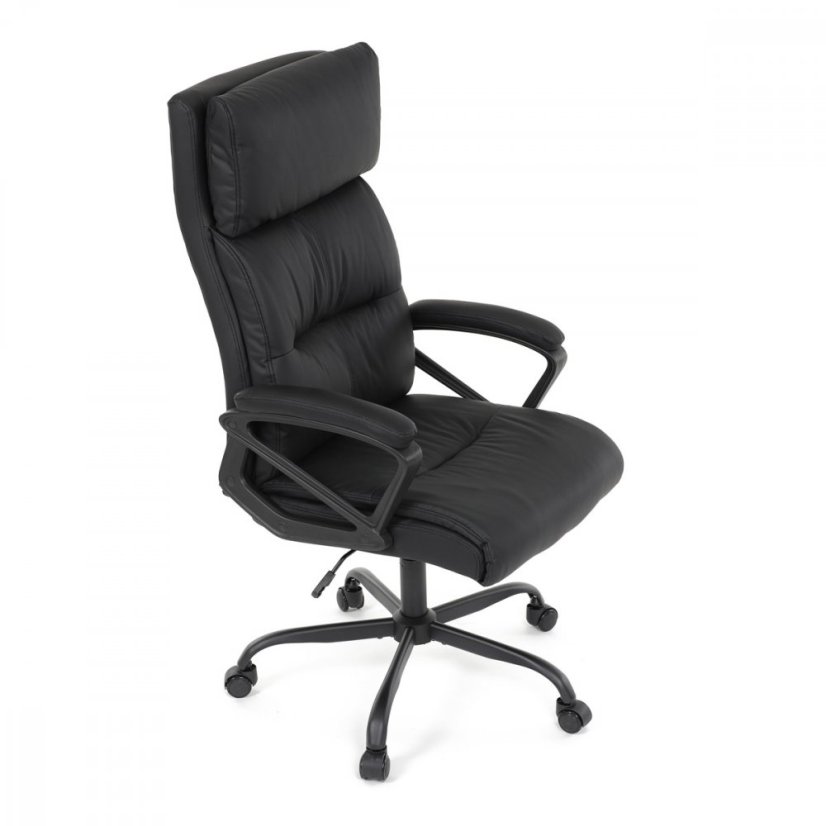 Kancelářské křeslo HOLMES — kov, ekokůže, černá Autronic