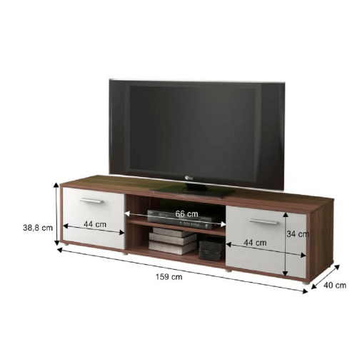 TV stolek ZUNO — 159x40x38,8, DTD, více barev - Barevné provedení TV stolku ZUNO: Bílá/Černá