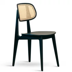 Jídelní dřevěná židle Stima BUNNY – masiv buk, umělý ratan, černá