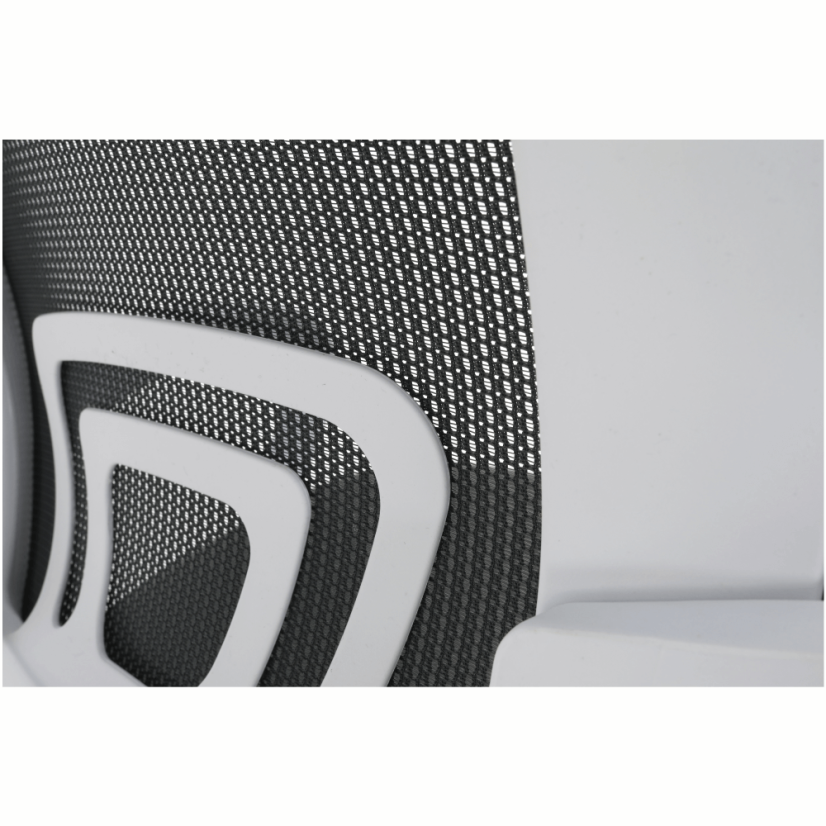 Konferenčná stolička SANAZ — kov, plast, sieť, biela / sivá