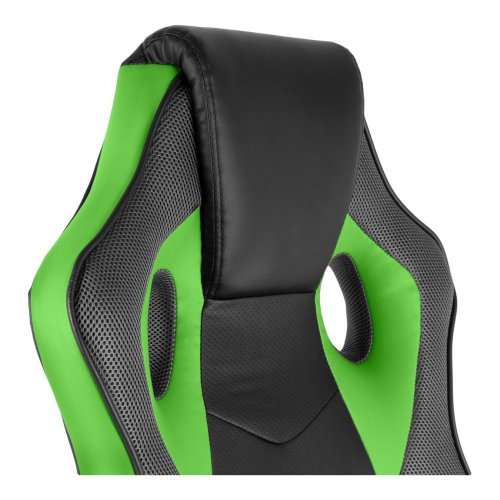 Herní židle A-RACER Q14 –⁠ látka/PU kůže, černo-zelená