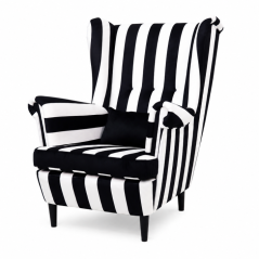 Kreslo ušiak VISBY - masív, látka, pet friendly, zebra