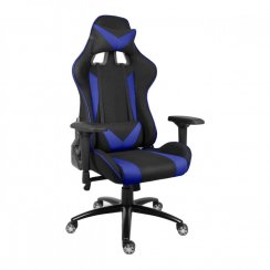 Herná stolička IRON — látka, čierna / modrá, nosnosť 130 kg