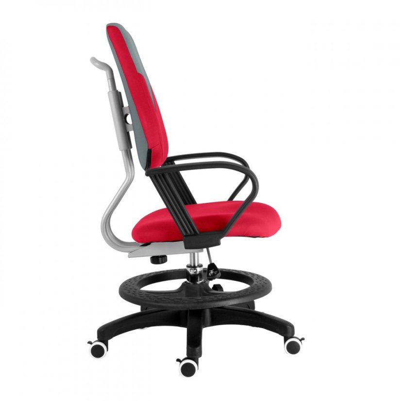 Dětská rostoucí židle s podnoží BAMBINO – látka, šedo-červená Kupžidle