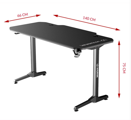 Herný stôl ULTRADESK FRAG WHITE – 140x66x76cm, so stojanom Ultradesk BEAM