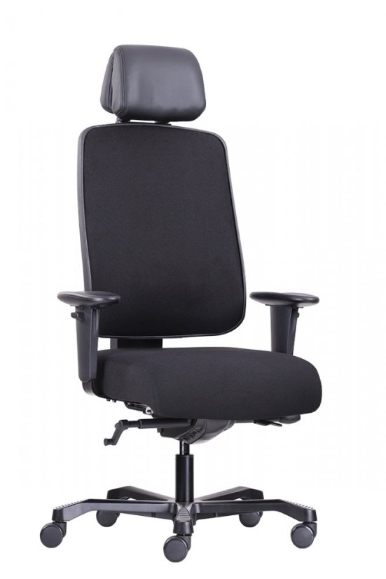 Ergonomická záťažová stolička BOSTON 24/7 — látka, čierna, nosnosť 200 kg