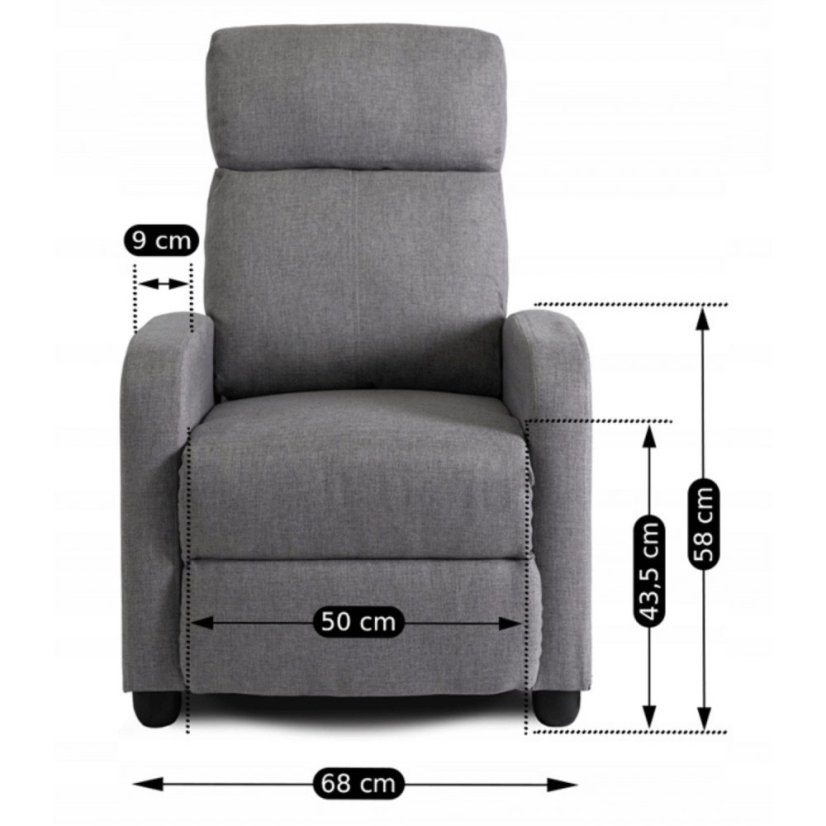 Štýlové kreslo DANNY — v šedej farbe, polohovateľné
