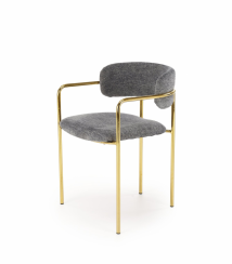 Jedálenská stolička TAVIS — kov, látka, zlatá / sivá
