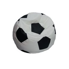 Sedací vak LOPTA— PU koža, biela/čierna