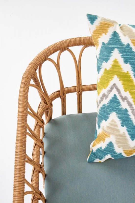 Pohovka GARDENA — umělý ratan, látka, šedá Halmar