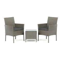 Záhradný set CAFEA 1+2 – sivý polyratan, tvrdené sklo