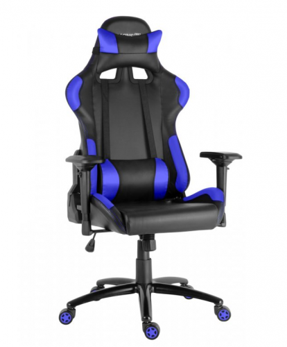 Herní židle RACING ZK-012 — PU kůže, černá / modrá, nosnost 130 kg
