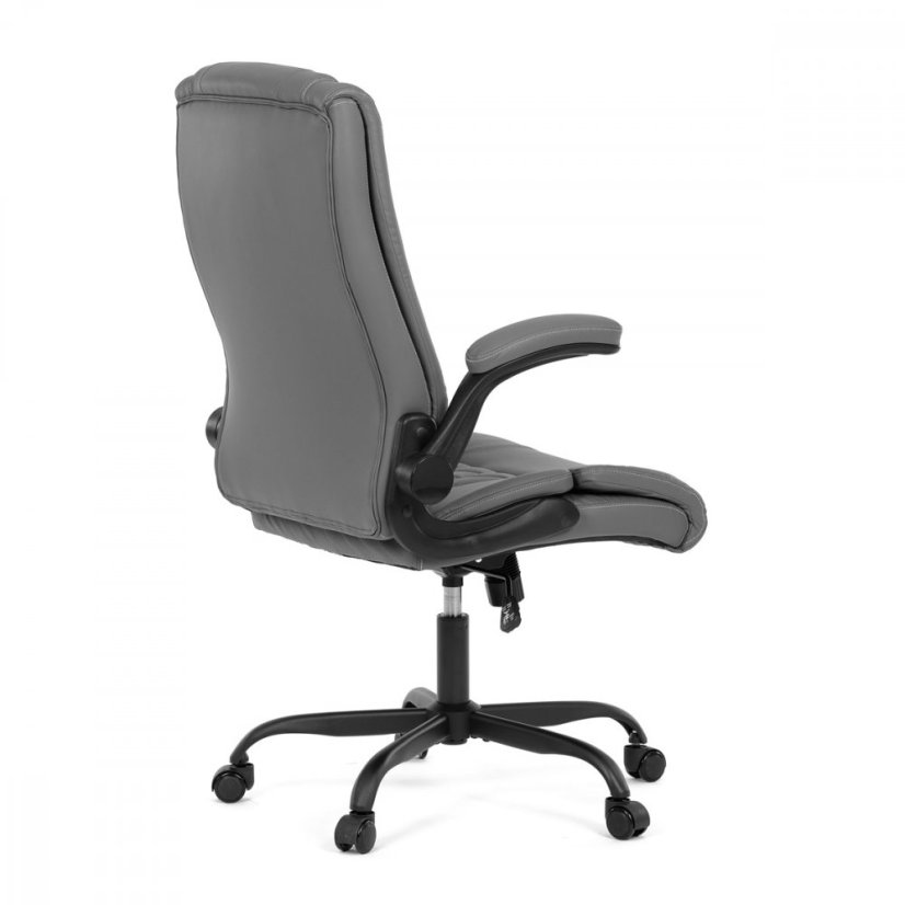 Kancelárske kreslo CYRUS — kov, ekokoža, siva
