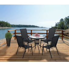 Zahradní židle ALDERA — kov, látka, tmavě šedá Kondela