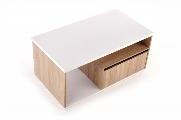 Konferenční stolek PANTERA – dub sonoma, bílá