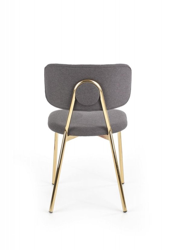 Jedálenská stolička LYSE – oceľ, látka, sivá, zlatá