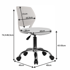 Detská stolička na kolieskach SELVA – ekokoža/chróm, bez podrúčok sivá