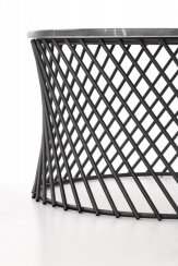 Konferenční stolek MINERVA - ocel, sklo, dekor mramor, bílá / černá