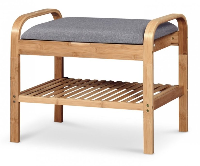 Botník s úložným prostorem ALVAREZ – bambus, šedá Halmar