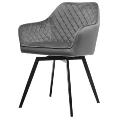 Jedálenské otočné kresielko YELD — kov, látka, sivá