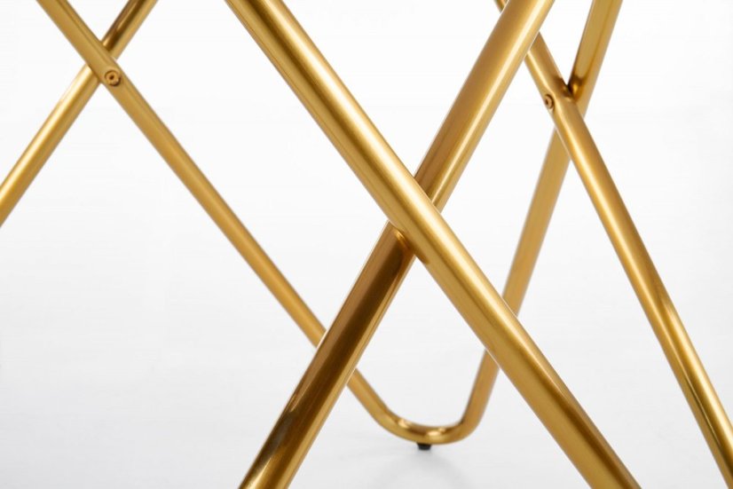 Jídelní kulatý stůl BONELLO — průměr 120 cm, dekor šedý mramor / zlatá Halmar