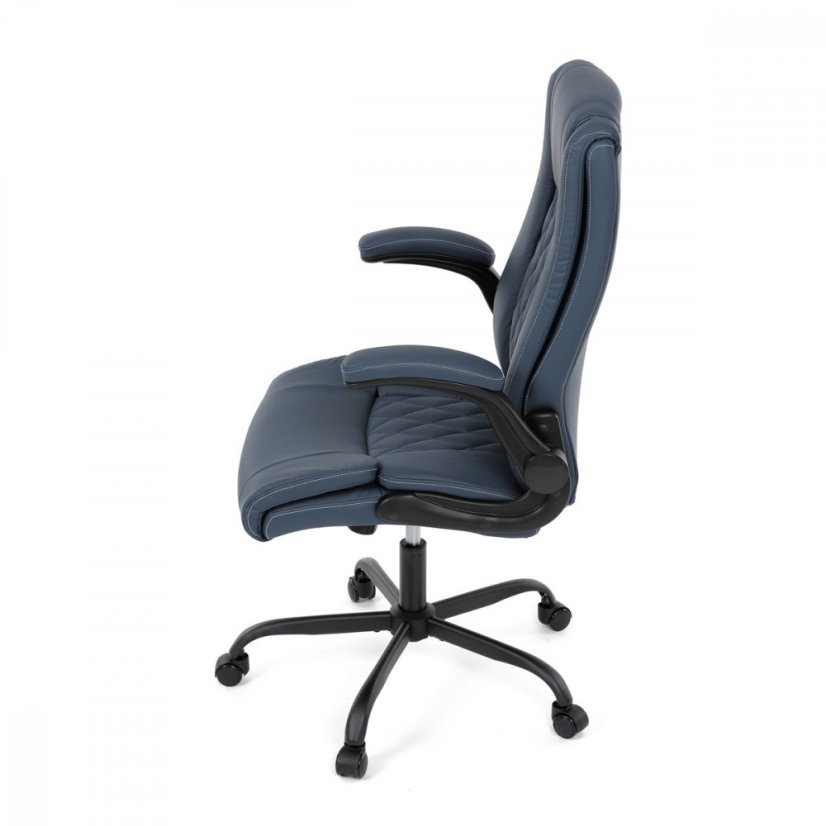 Kancelárske kreslo CYRUS — kov, ekokoža, modrá