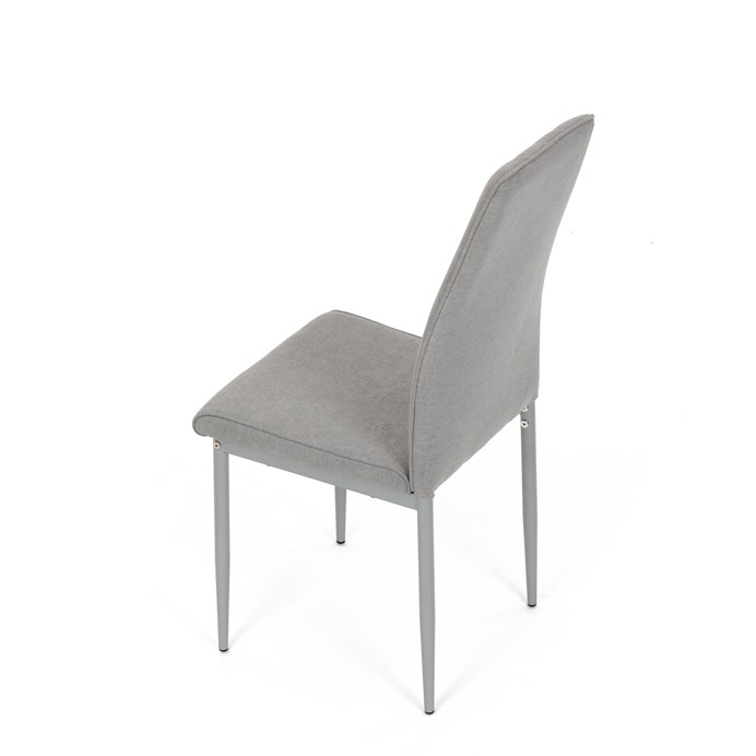 Jedálenská stolička LENA s sivým poťahom a šedými kovovými nohami