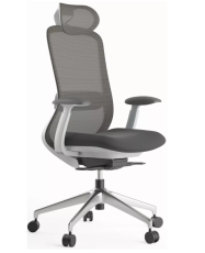 Kancelářská ergonomická židle BESSEL s podhlavníkem — síť, šedý plast, nosnost 120 kg, tmavě šedá MERCURY STAR