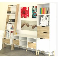 TV stolek OSLO — 117,1x39,10x56,90, dub sonoma, bílá