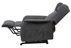 TV křeslo ušák SANDUR s elektrickým polohováním — šedá látka, kov Autronic