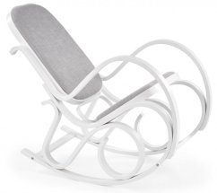 Houpací křeslo MAX — masiv, látka, bílá / šedá Halmar
