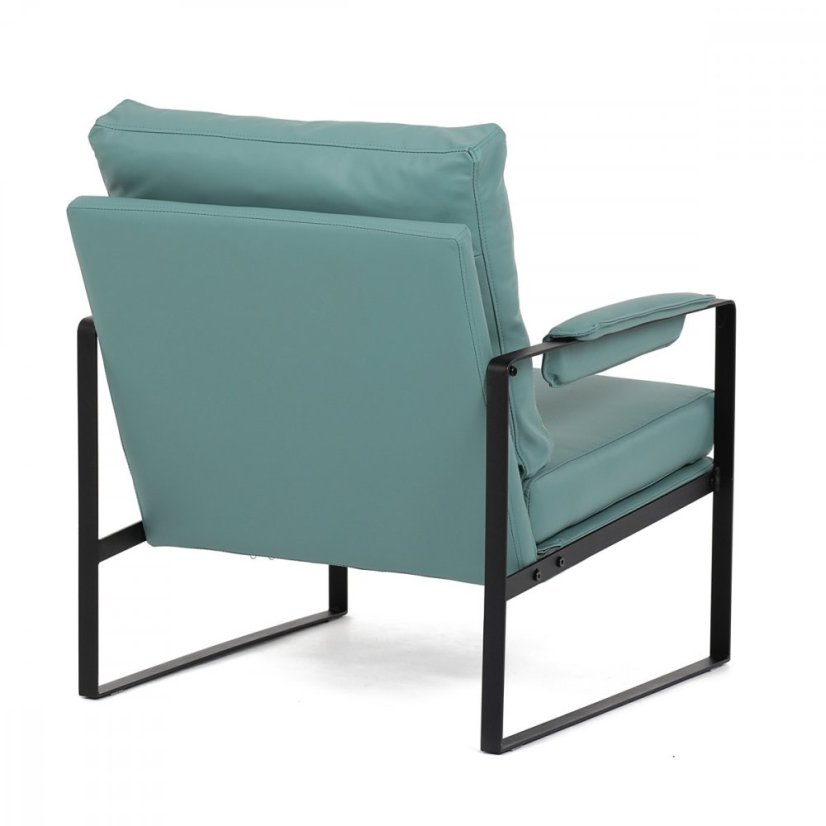 Dizajnové kreslo TUVIN — kov, ekokoža, modrá