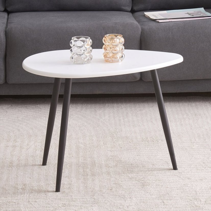 Konferenčný stolík TURIN — MDF, kov, biela Konferenčný stolík TURIN — MDF, kov, biela