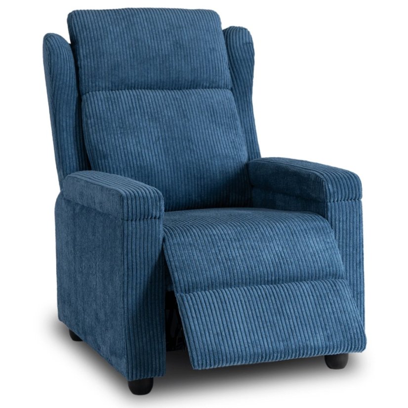 Elegantné modré kreslo SPENCER z manšestru