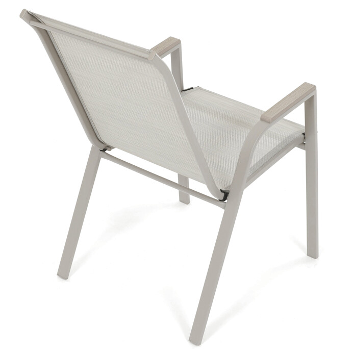 Záhradná stolička DUNES – béžová kovová so sieťovinou